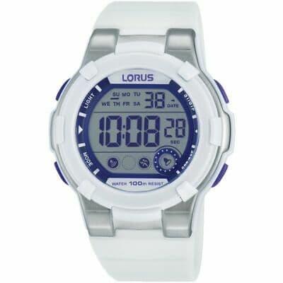 Lorus Ladies Mens Sports Chronograph Digital White Rubber Strap Watch R2359KX9