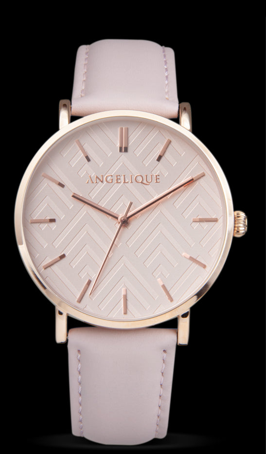Angelique Ladies Fashion Dial Leather Strap Watch Available Multiple Design