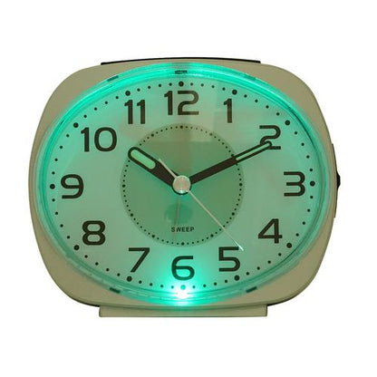 Wm.Widdop Silent Sweep Oval Face Blinking Light Alarm Clock 9506 Available Multiple Colour