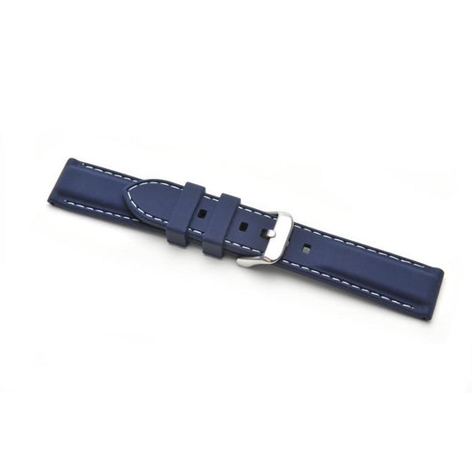 Blue Silicone White Stitch Watch Strap 8203 Available Sizes 18mm - 24mm
