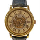 NY London Mens Automatic Dial Analogue Gold/Black Leather Strap Watch