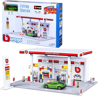 BBurago Street 1:43 Fire Service Station + 1 Vehicle Car