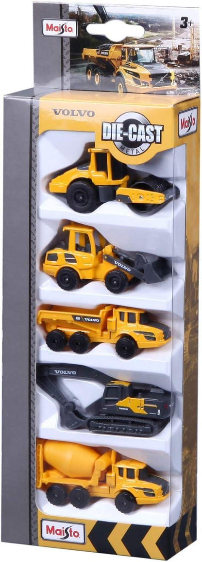 Maisto Mini Working Machines VOLVO CONSTUCTION 5 PACK – Incredibly Detailed Die-Cast Replica Collectible Model