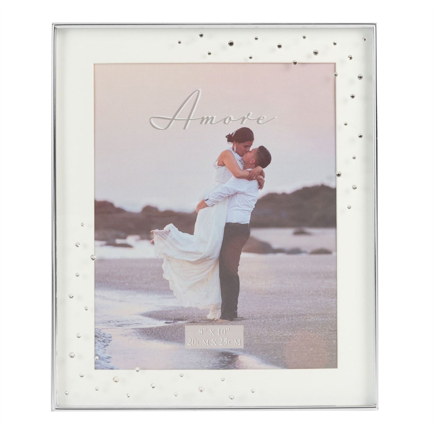 Amore Silverplated Box Frame with Crystals 8" x 10"