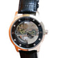 Longbo Mens Automatic Hollow mechanical Dial Analogue Silver/Black Leather Strap Watch