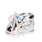 Bambino Silver Plated Baby Bootie Money Box Pink & Blue Lace