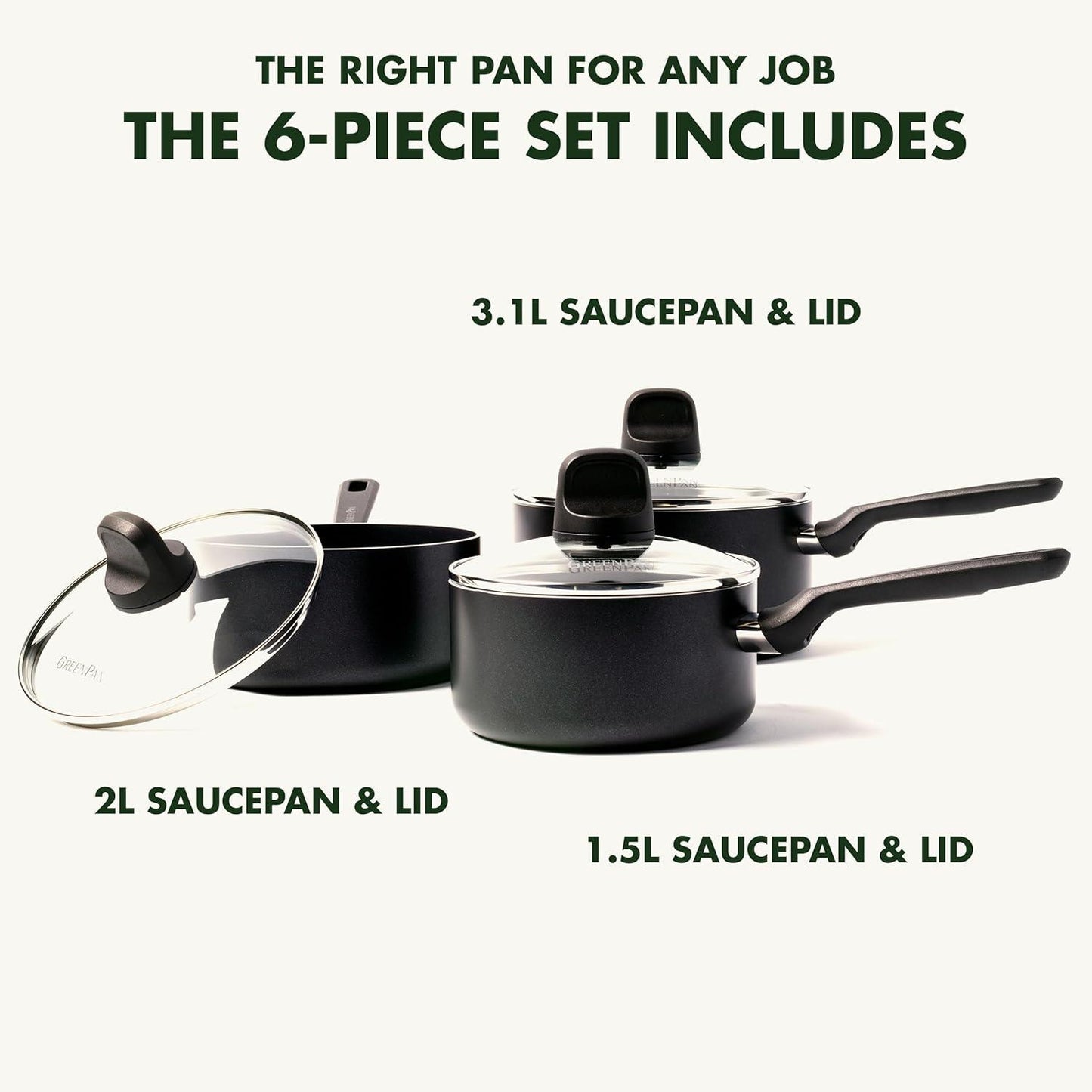 GreenPan Memphis Non-Stick 3 Piece Saucepan Cookware Set