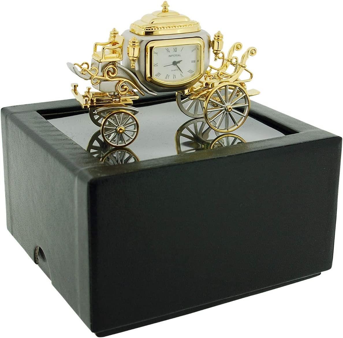 GTP Miniature Clock Two Tone Plated Jubilee Royal State Coach Novelty Collectors Clock IMP1050 - CLEARANCE NEEDS RE-BATTERY