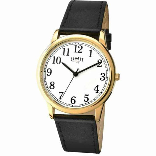 Limit Men's White Dial & Black Strap Watch 5615