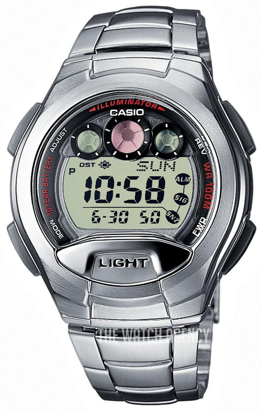 Casio Mens Fashion Sports Digital Chronograph waterproof Digital Black Face Stainless Steel Bracelet Watch W-755D-1AVES
