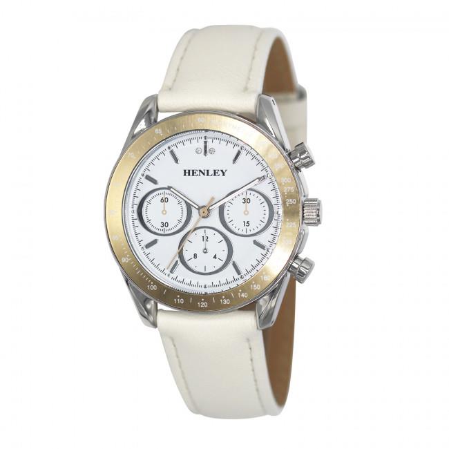 Henley Ladies Round sporty white dial Leather Strap Watch H06183 Available Multiple Colour