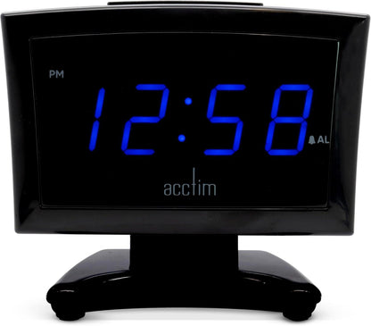 Acctim Jenson LED Digital in Black with USB-C Smart Connector Blue 0.9'' Display Alarm Clock