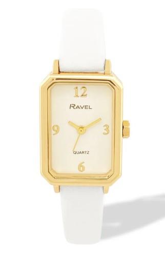 Ravel Ladies Fashion Rectangular Case Dial with Leather Strap Watch Available Multi colour