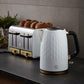 Swan Gatsby 1.7l Jug Kettle, Rapid Boil, Diamond Pattern Design, Matte White with Gold Accents,