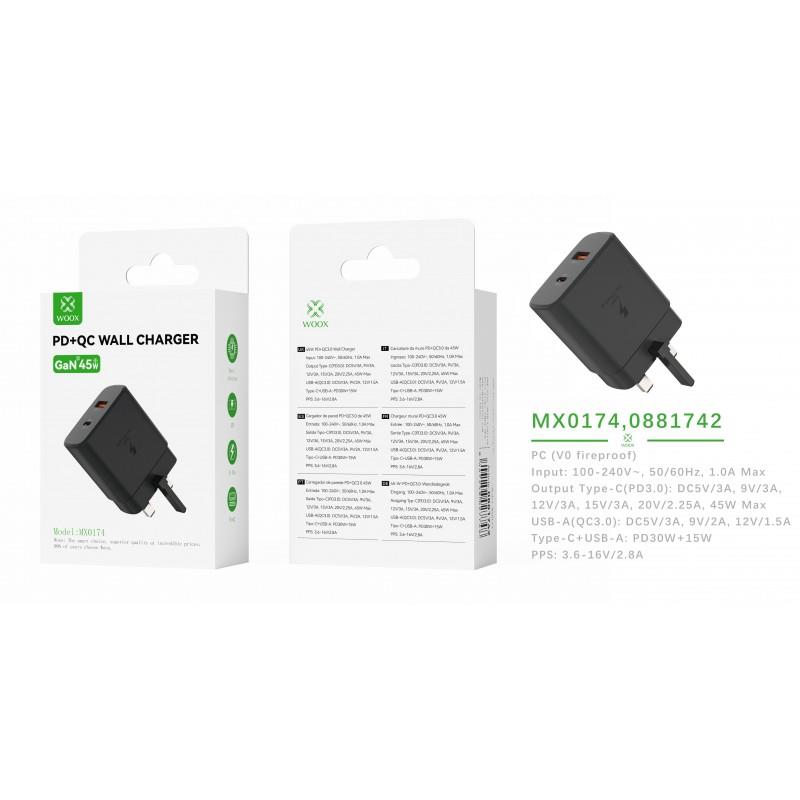 Woox UK Home Charger Type-C, USB, Lightning, Car charger with and without cable 20w