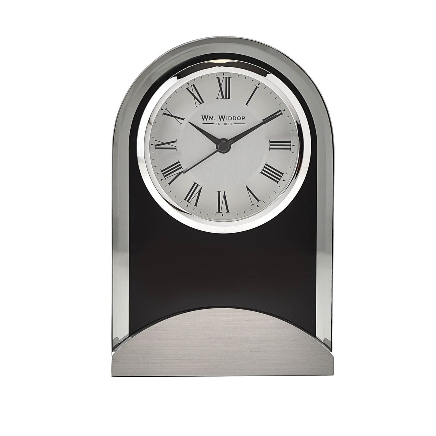 Wm.Widdop Glass Panel Aluminium Base Mantel Clock W2911-12 Available Multiple Colour