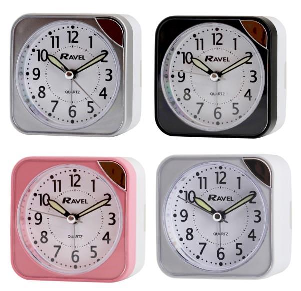 Ravel Small Square Quartz Travel Alarm Clock RC001 Available Multiple Colour