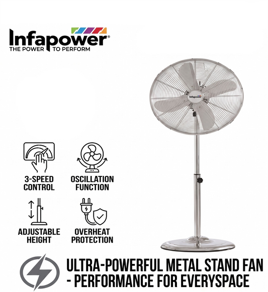 Infapower 16-inch chrome metal high-velocity pedestal fan