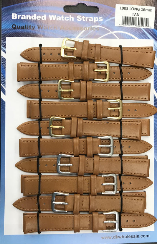 Leather Brown Tan Extra Long Pk10 Watch Straps 1003 Available Multiple Sizes