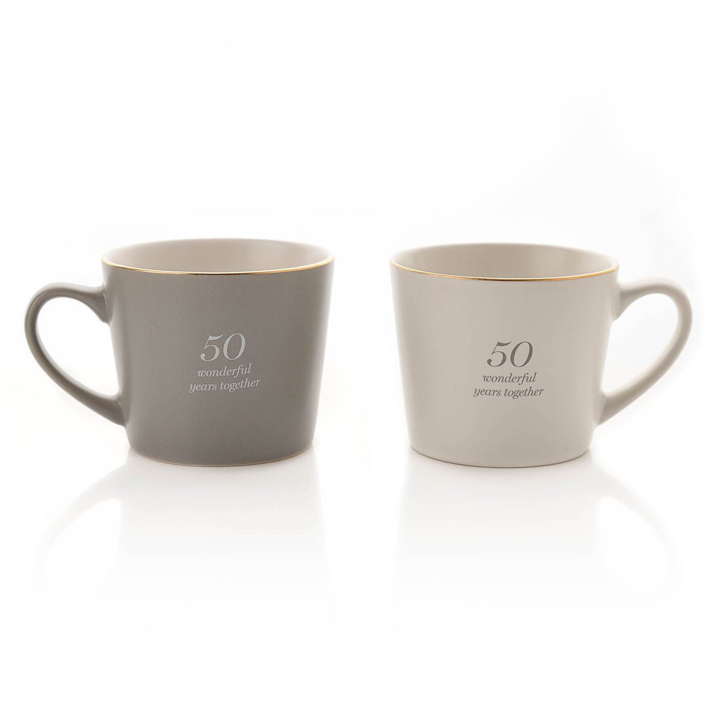 Amore Set of 2 Grey & White Mugs - 50th Anniversary (MINIMUM ORDER QUANTITY 2)