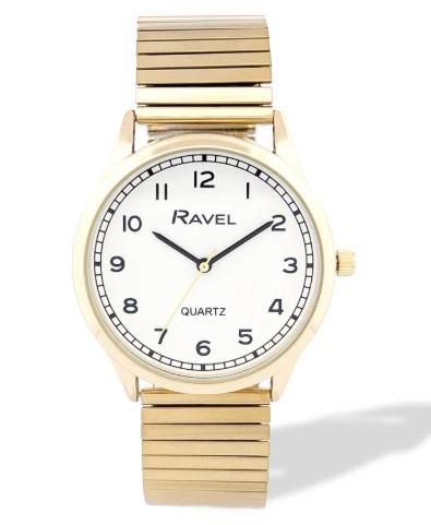 Ravel Mens Basic Easy Read Minute Track on Dial Stainless Steel Expander Bracelet Watch Available Multiple Colour