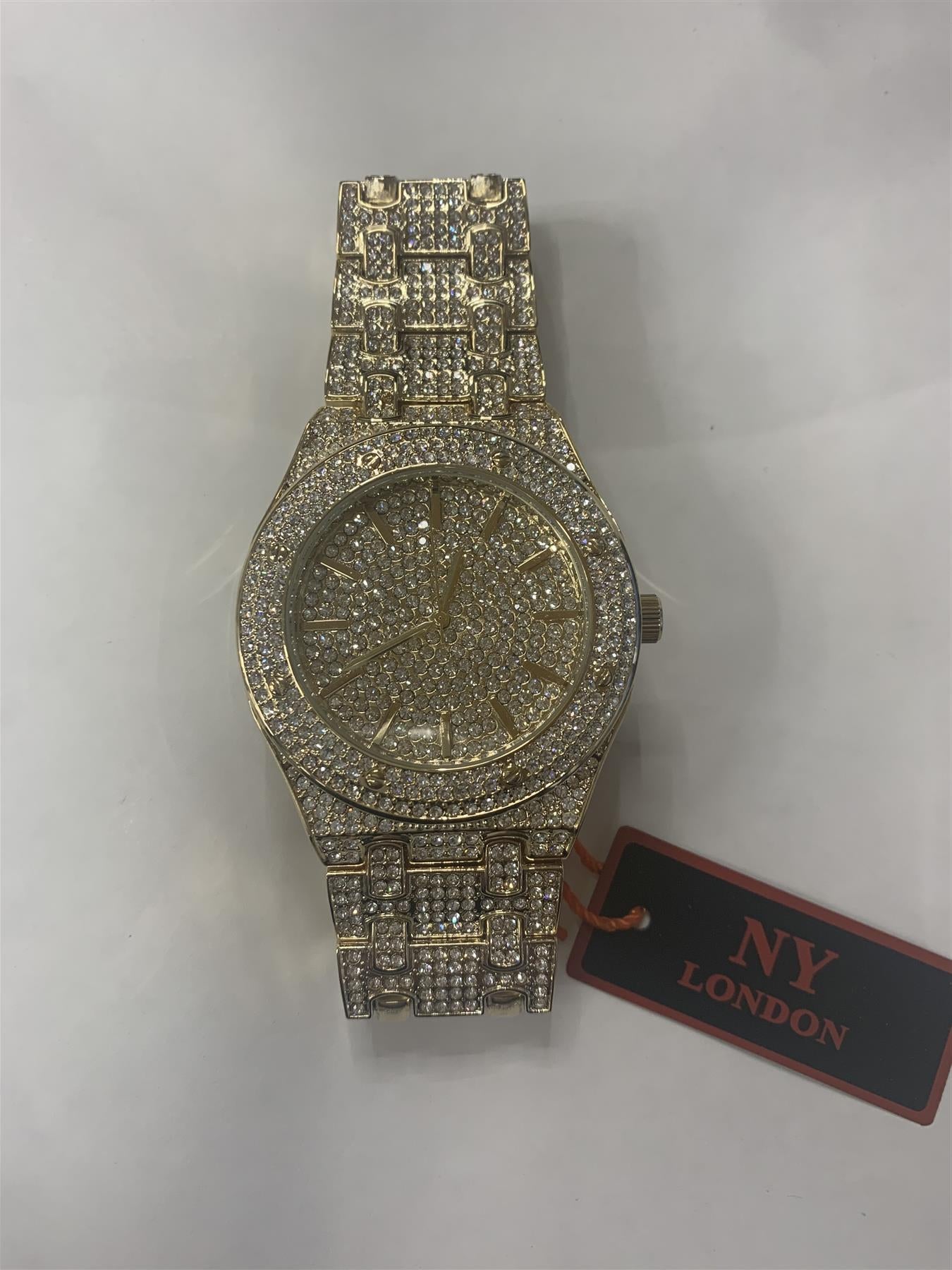 NY LONDON GENTS BLING WATCH PI-7641 AVAILABLE MULTIPLE COLOUR