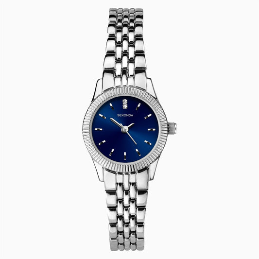 Sekonda Ladies Basic Blue sunray Dial with Silver Case & Bracelet Watch 2970