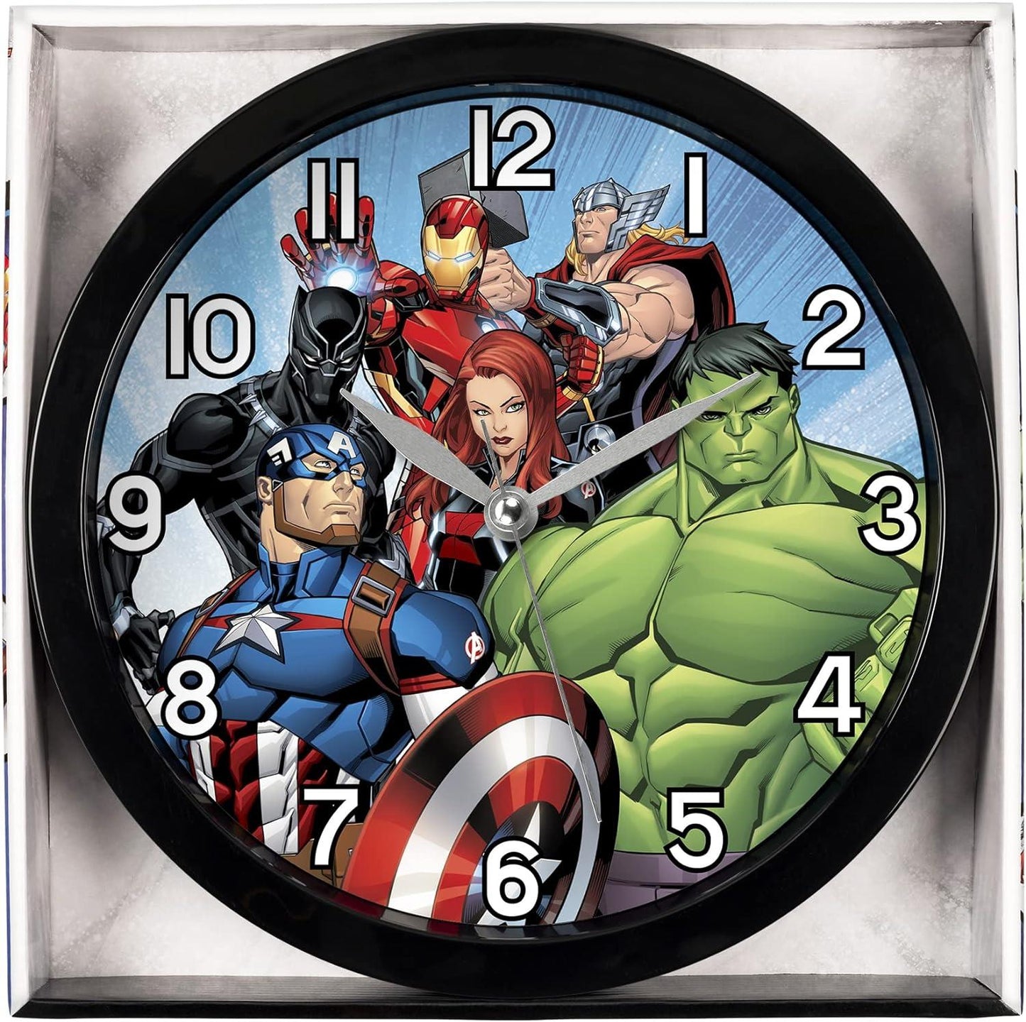 Marvel Avengers Childrens Black & Multicoloured Wall Clock AVG3661 25CM