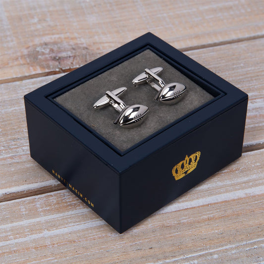 Pair of Rugby Ball Cufflinks Gift Boxed