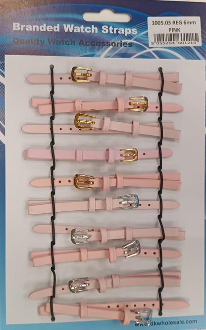 Leather Pink Watch Straps Pk10 Available sizes from 6mm To 24mm 1005.03