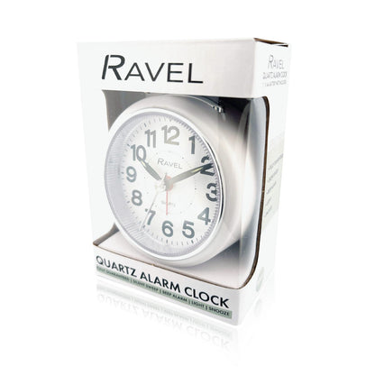 Ravel Bedside Quartz Mid Sized Bold Black Numbers Alarm Clock RC052