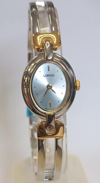 Lorus Ladies Fashion Silver Dial With 2 Tone Stainless Steel Bracelet Watch Set with Silver Clock RPG467L-8-SET - NEEDS RE-BATTERY