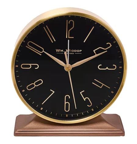 Wm.Widdop Black & Gold Mantel Alarm Clock
