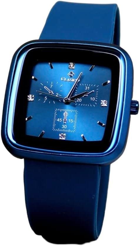 Clasico Mens Ladies Water Resistant Square Dial Rubber Strap Watch Available Multiple Colour