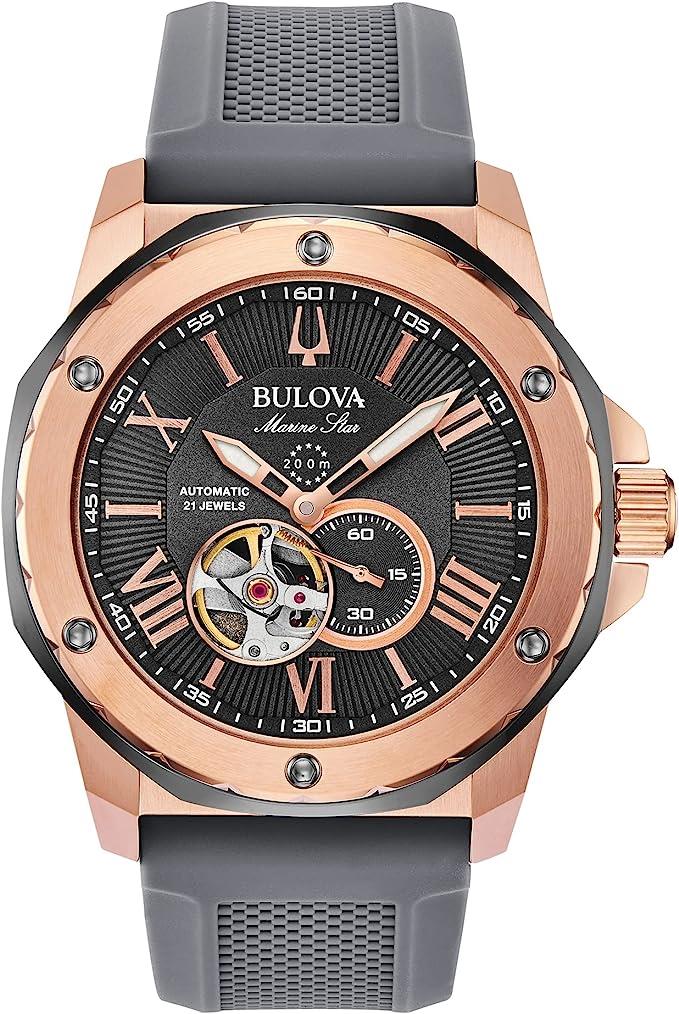 Bulova Mens Automatic Watch with Rubber Strap 98A228