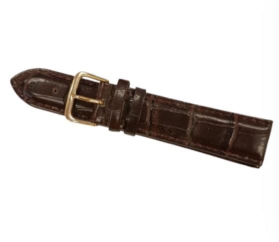 Classic Dark Brown Padded Crocodile Leather Watch Straps Available Size 18mm-20mm