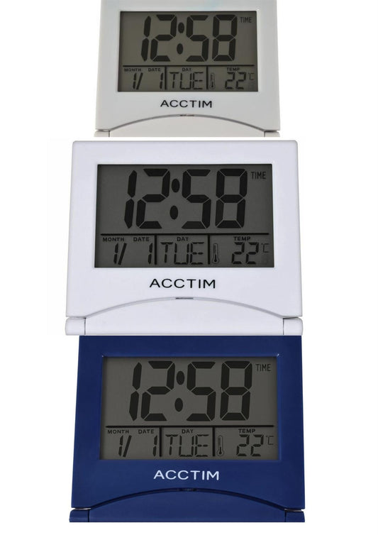 Acctim Mini Flip 2 Folding Digital Travel Alarm Clock 1578  Available Multiple Colour