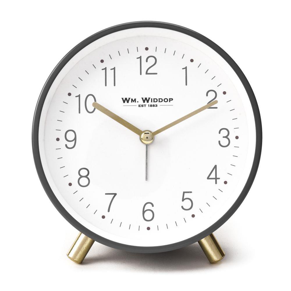 Wm. Widdop Alarm Clock Metal Feet with Light & Snooze - Grey
