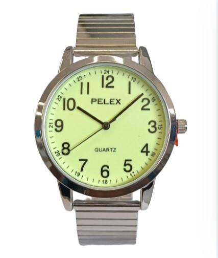 Pelex Mens Big number Metal Bracelet Strap Quartz Watch Available Multiple Colour