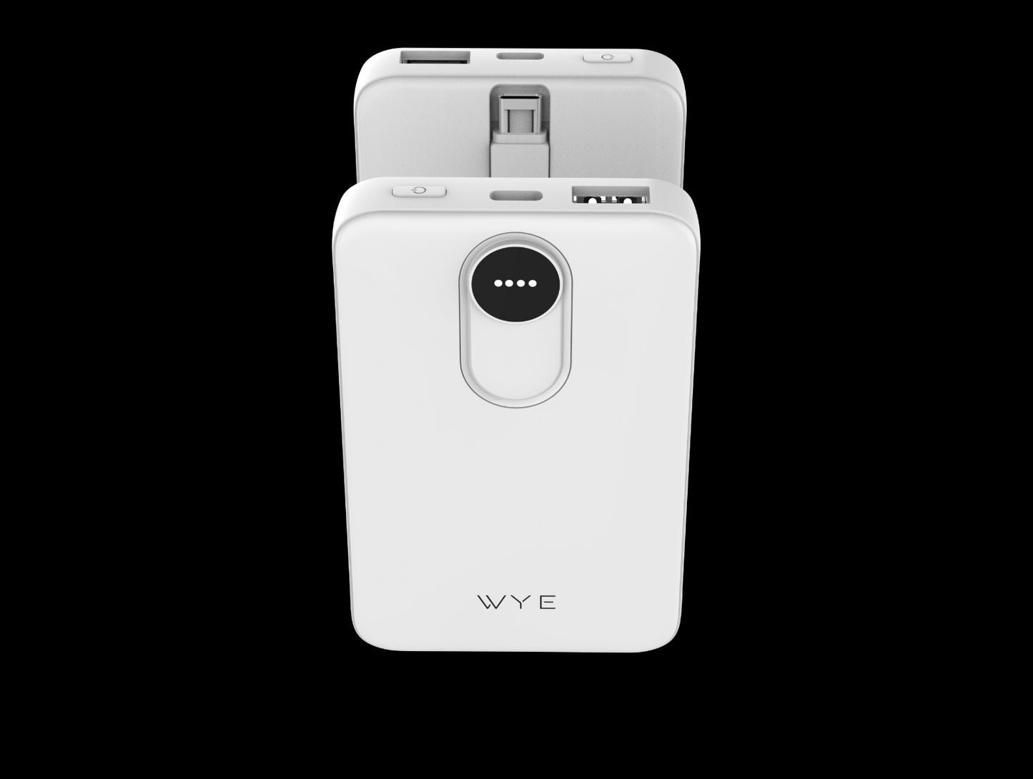 Wyeflux 5000mAh Portable Power Bank with USB-C Cable - White