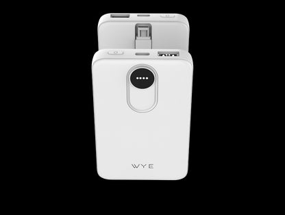 Wyeflux 5000mAh Portable Power Bank with USB-C Cable - White