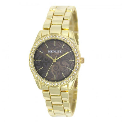 Henley Ladies Fashion Bling Etched Patterned Bracelet Watch H07326 Available Multiple Colour