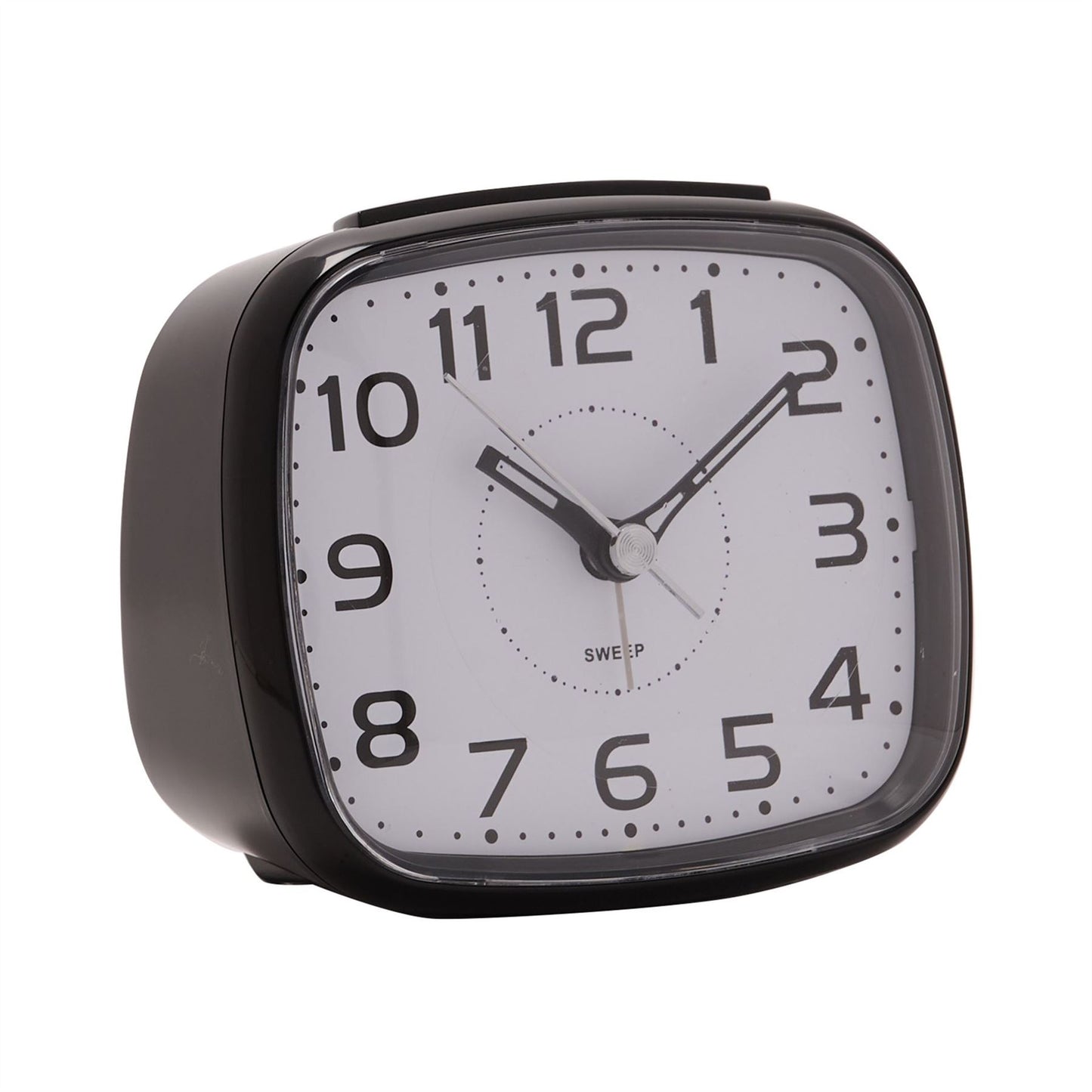 Wm.Widdop Silent Sweep Square Alarm Clock with Illuminated Button - Black