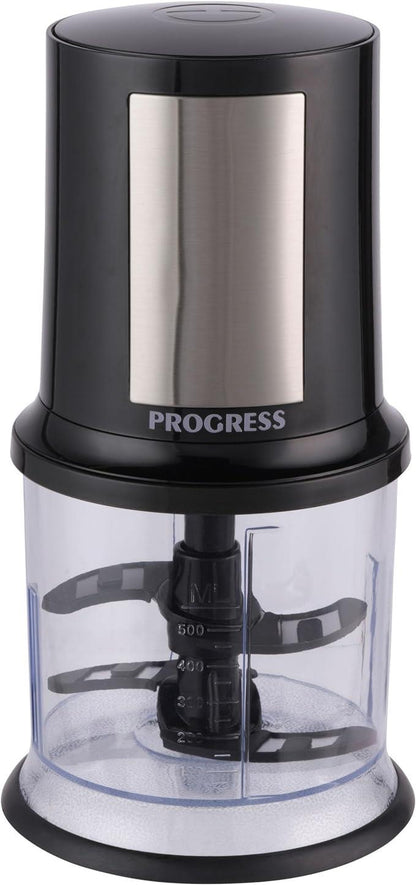 Progress Electric Food Chopper – Compact Food Processor, 500ml Chopping Bowl, Multifunctional Vegetable Chopper, Detachable Stainless Steel Twin Blade, One-Touch Operation, Non-Slip Base, 400W