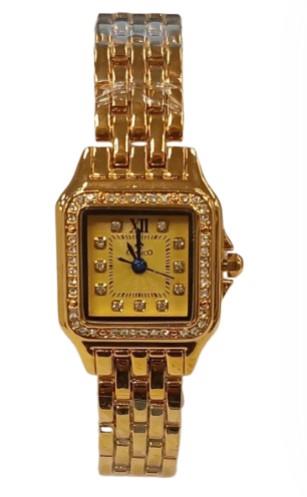 Clasico Ladies Water Resistant Square Bling Dial Metal Strap Bracelet Watch Available Multiple Colour