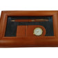 Imperial Desk Clock with Wood Matt Brown Gold Trim Ball Pen IMP69 Clock Gift Set - CLEARANCE NEEDS RE-BATTERY & Refill