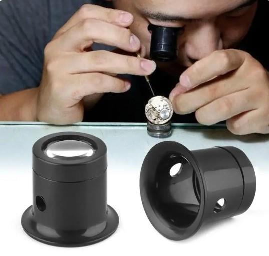 #T124 Anchor Black Plastic Double Lens Eyeglass Eye Loupe 1pc (Size 10) Watch Tool