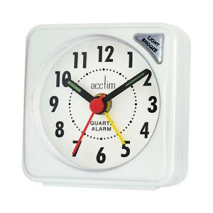 Acctim Ingot Quartz Travel Alarm Clock Light & Snooze White 25/738WBX8