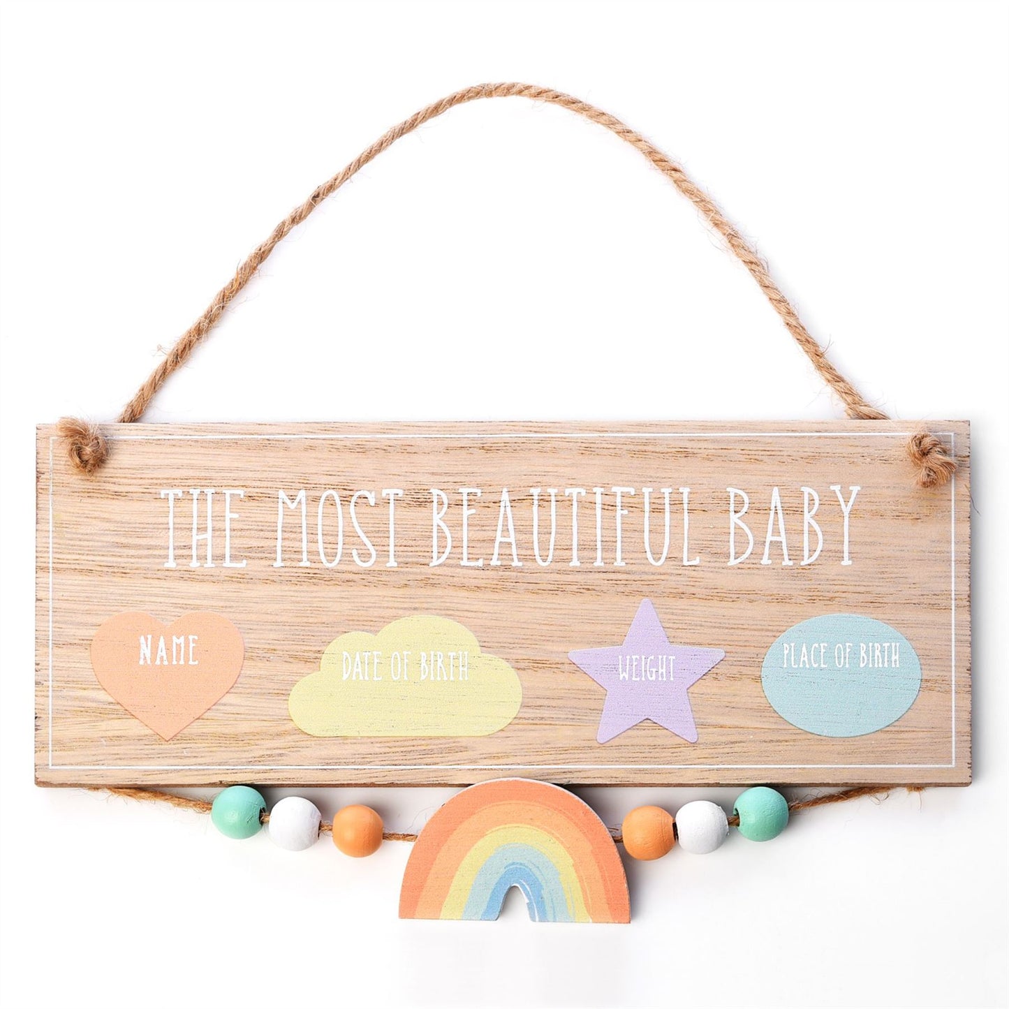 Petit Cheri Hanging Data Plaque "Most Beautiful Baby"