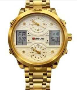 Ousuo Mens Fashion Ana Digital Big Dated Dial Stainless Steel Bracelet Watch NY London Available Multiple Colour